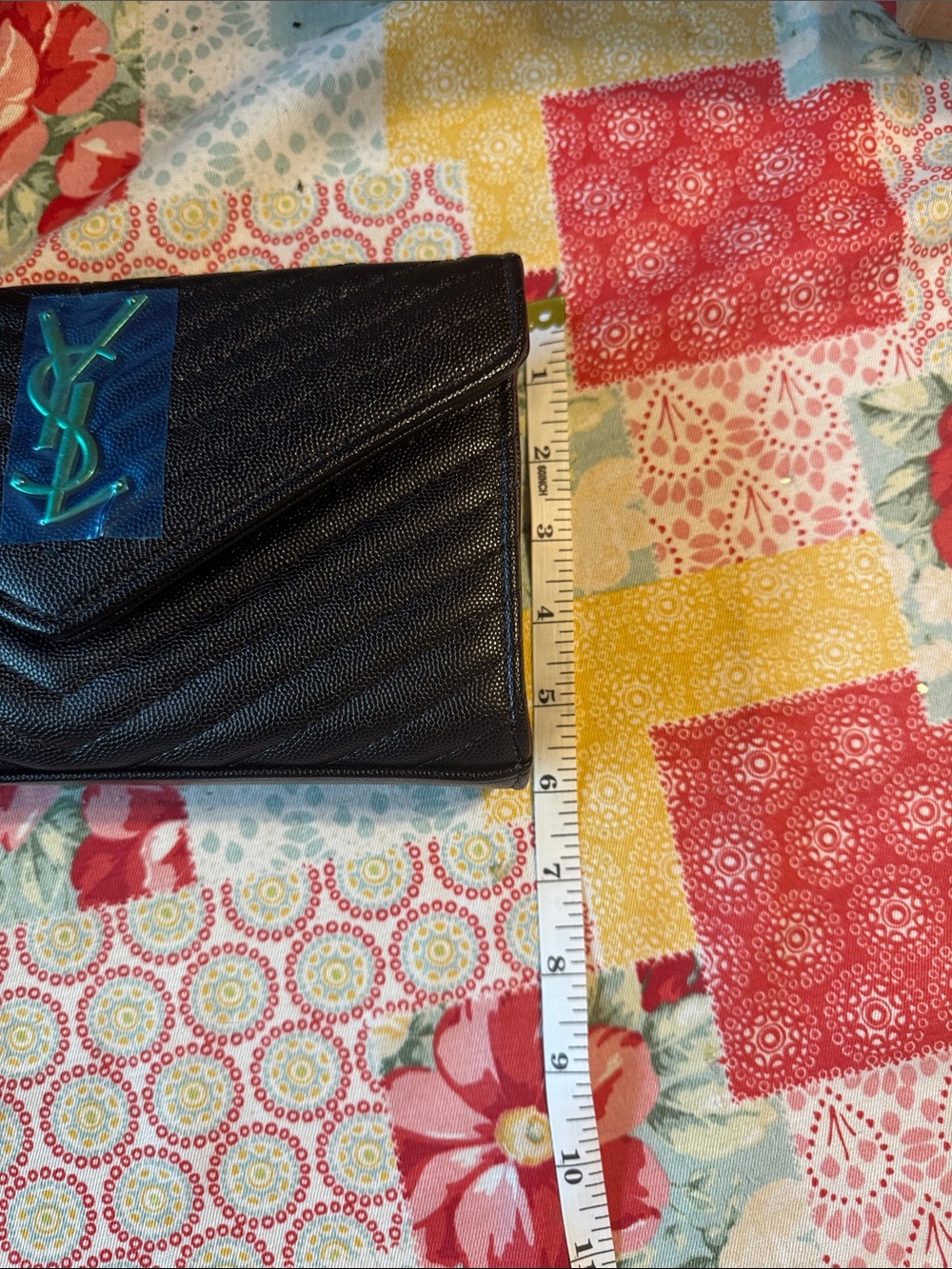 Designer inspired Black Quilted Leather Wallet Clutch with Signature Logo - Picture 7 of 10